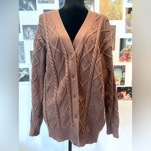 Aritzia Sunday Best Chocolate Cable Knit Oversized Sweater S